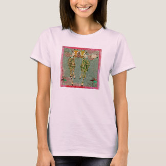 T-shirt Giraffes dorées rose Twilight