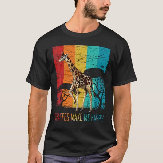 T-shirt Giraffes Make Me Happy Zoo Keeper Animal Giraffe (Devant)