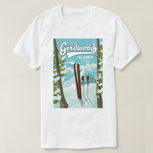 T-shirt Girdwood Alaska pour skier (Design devant)