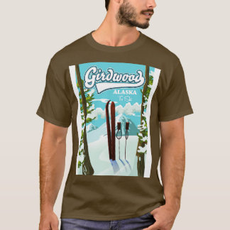 T-shirt Girdwood Alaska pour skier