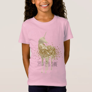 T-Shirt Girl Aqua Gold Confetti Parties scintillant Unicor
