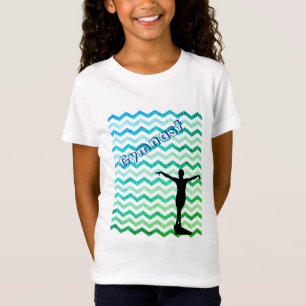 T-shirt Girl Blue Green Chevron Gymnast Gymnastiqu