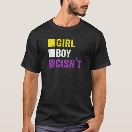 T-shirt Girl Boy Cis´t Non Binary Gender Checlist (Devant)