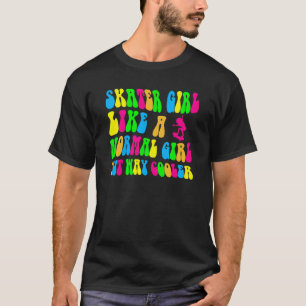 T-shirt Girl Groovy Skating Cool Let's Roll Skateboard Ska