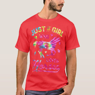 T-shirt Girl Loves Horsesie Dye Rainbow Horse équitation r