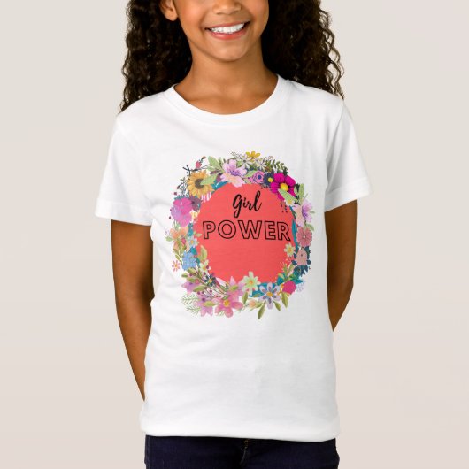 T-Shirt Girl Power Floral Design (Devant)