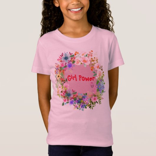 T-Shirt Girl Power Floral Design (Devant)