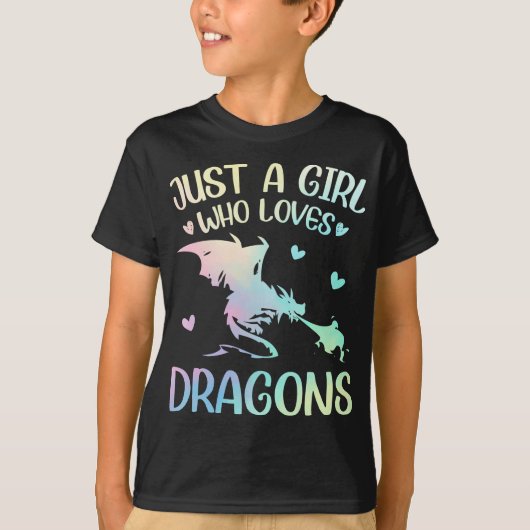 T-shirt Girl Who loves Dragons (Devant)