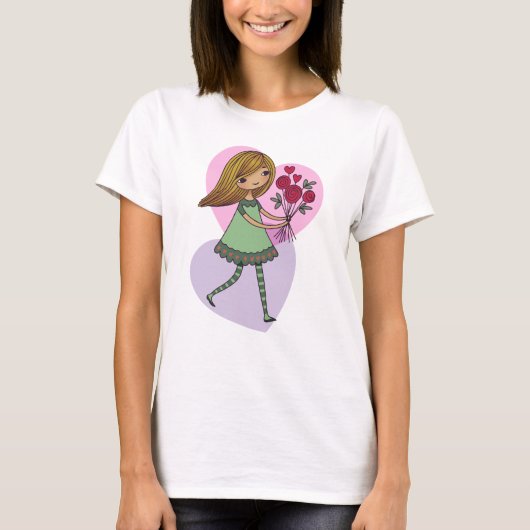 T-shirt Girl With Flowers (Devant)