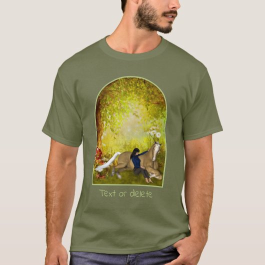 T-shirt Girl With Horse Flowers Fantasy Art Personalized (Devant)