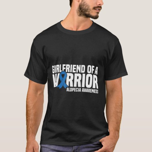 T-shirt Girlfriend d'un guerrier Bleu Ruban Alopecia Aware (Devant)