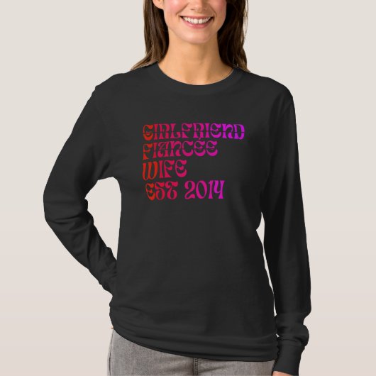 T-shirt Girlfriend Fiance Wife Est 2014 Wedding Anniversar (Devant)