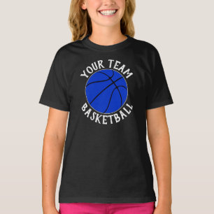 T-shirt Girls Blue Basketball Team, Nom et numéro du joueu