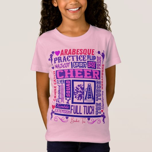 T-shirt Girls Cheerleading Purple Typography (Devant)