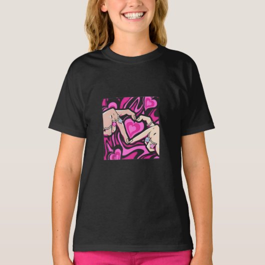 T-shirt Girls Love Heart (Devant)