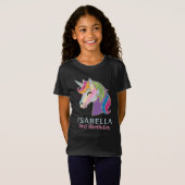T-Shirt Girls Personalized Glowing Unicorn Birthday (Devant entier)