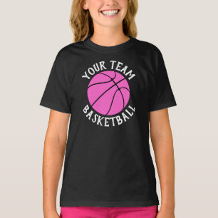 T-shirt Girls Pink Basketball Team, Nom et numéro du joueu