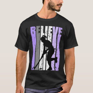 T-shirt Girls Purple Distressed Believe Loves Team Girl In