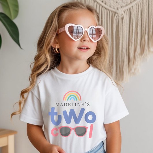 T-shirt Girls Two Cool Rainbow 2nd Birthday 