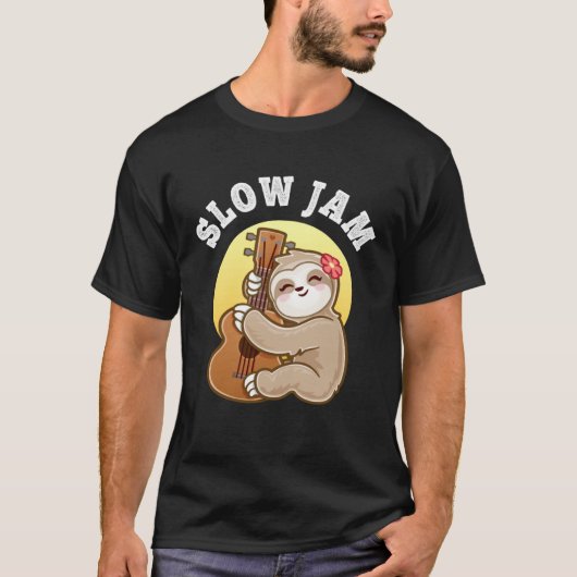 T-shirt Girls Ukulele Uke Guitar Slow Jam Cute Sloth (Devant)
