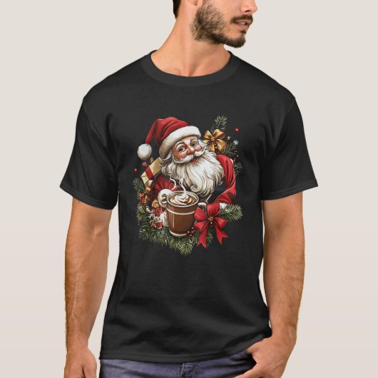T-shirt Girly Coquette Bow Santa Christmas Tree Candy cake (Devant)