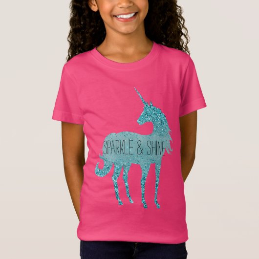 T-Shirt Girly Glitz Aqua Turquoise Parties scintillant Uni (Devant)