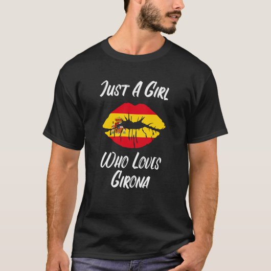 T-shirt Girona Lips Mouth Love Spanish Flag (Devant)