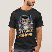 T-shirt Git Gud, Humain ! - Gamer Cat Pixel Art (Devant)