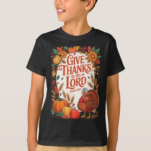 T-shirt Give Thanks To The Lord Fall Pumpkin Thanksgiving (Devant)
