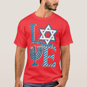 T-shirt gJLb Love Hanoukka Happy Hanoukka Menorah juif L