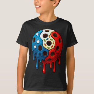 T-shirt Glace drôle qui goutte pickle ball 4 juillet