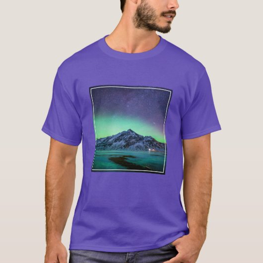 T-shirt Glace et neige | Aurora Borealis Voie Lactée Islan (Devant)