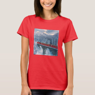 T-shirt Glace et neige Train Express Red Bernina Suisse