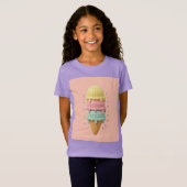 T-Shirt Glace - fond rose pêche (Devant entier)