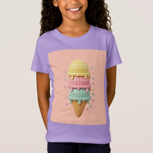 T-Shirt Glace - fond rose pêche (Devant)