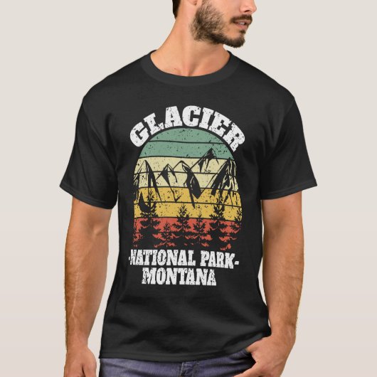 T-shirt Glacier National Park Montana Retro Vintage (Devant)