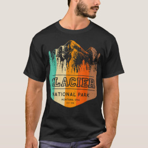 T-shirt Glacier National Park Mountains Retro Hiking Campi