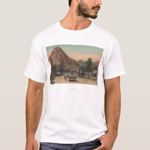 T-shirt Glacier, TA - vue de deux chalets et Mt. Rockwell