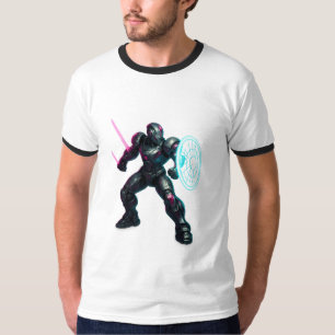 T-shirt Gladiateur cybernétique – Guerrier à lame néon