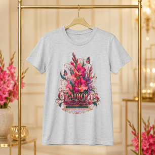T-shirt Glaïeul Force Éternelle Fleur de Naissance Août