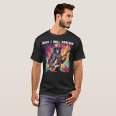 T-shirt Glam Rock Squelette Guitariste Rock Et Roll Foreve (Devant entier)