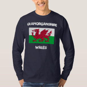 T-shirt Glamorganshire, Pays de Galles avec drapeau galloi