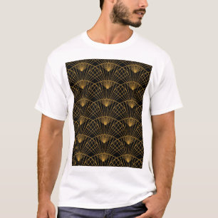 T-shirt Glamour Art Déco : Ventilateur D'Or.