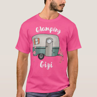 T-shirt Glamping Gigi Femmes Camping Rv Flamants roses Vin