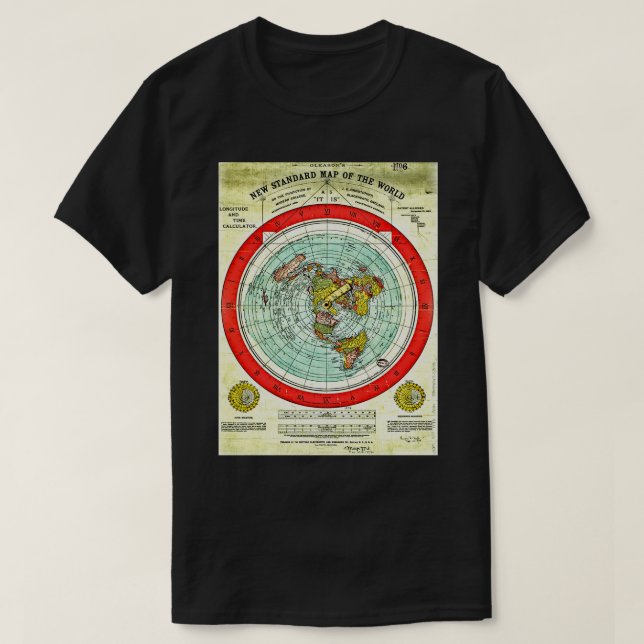 T-shirt Gleason 1892 Flat Earth Map Research Flat Earth (Design devant)