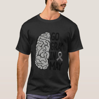 T-shirt Glioblastoma Awareness Ribbon Brain Tumor Go Gray 