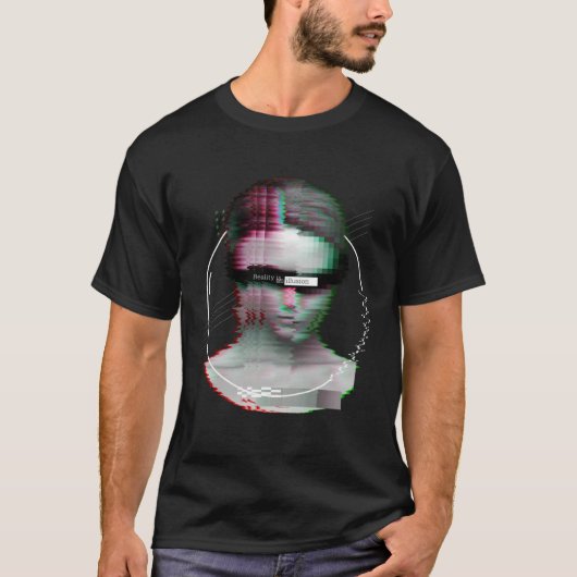 T-shirt Glitch Aesthetic Statue With Quote Reality Is An I (Devant)