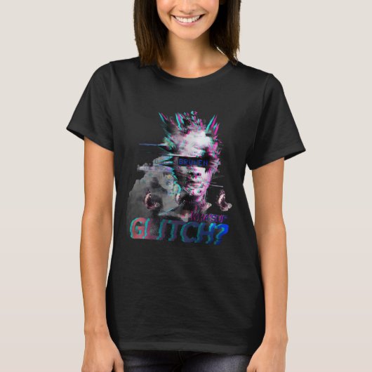 T-Shirt Glitch Cyberpunk – Tee Broken Face Y2K (Devant)