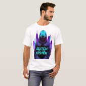 T-shirt Glitch dans le système Cyberpunk Hacker Neon (Devant entier)