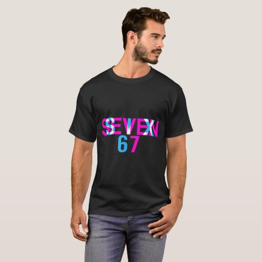 T-shirt Glitch Optical Illusion Funny Six Seven 67 Meme Ge (Devant entier)